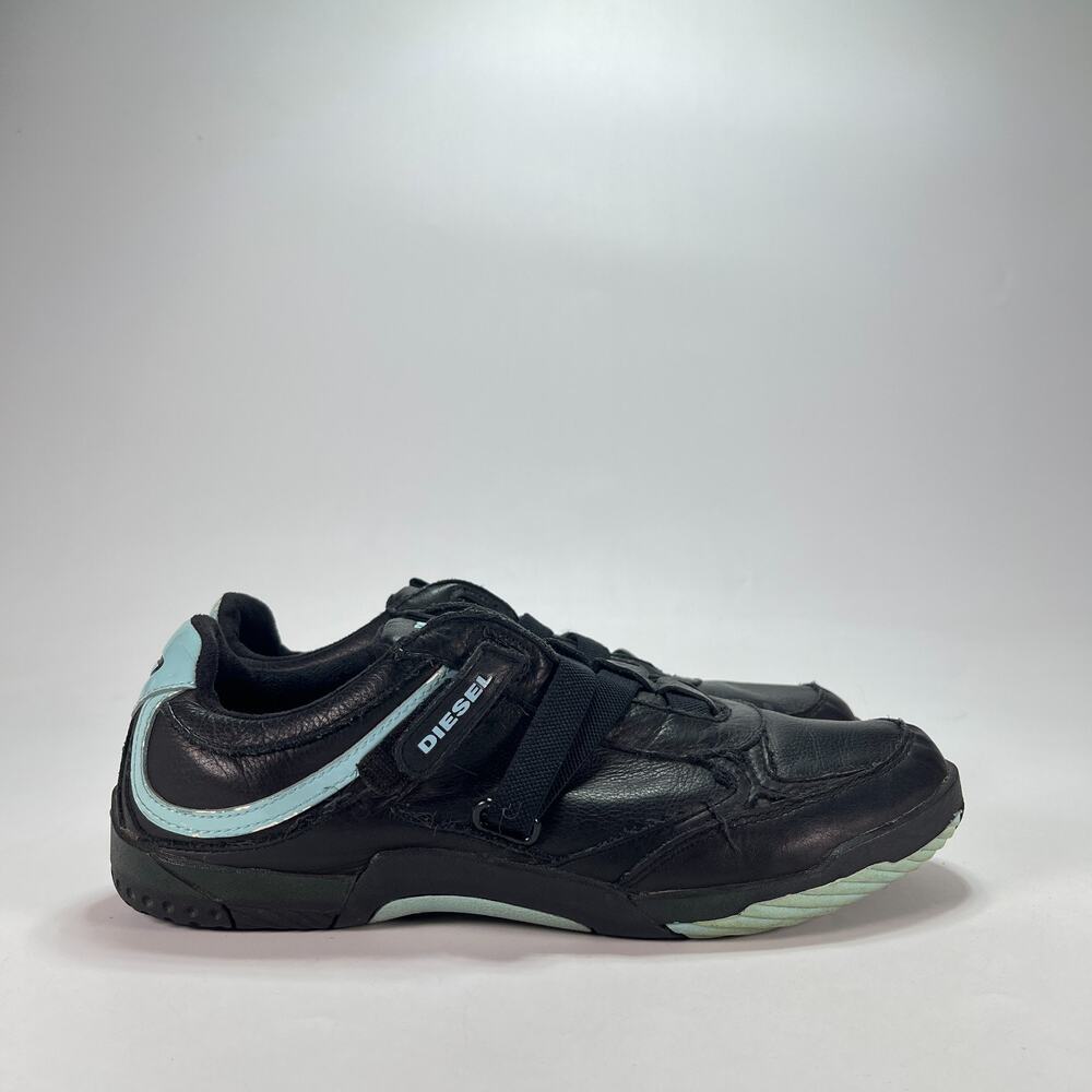 Diesel Active W Black Light Blue Leather Athletic Driving Shoes Women's Size 11 - Picture 1 of 10